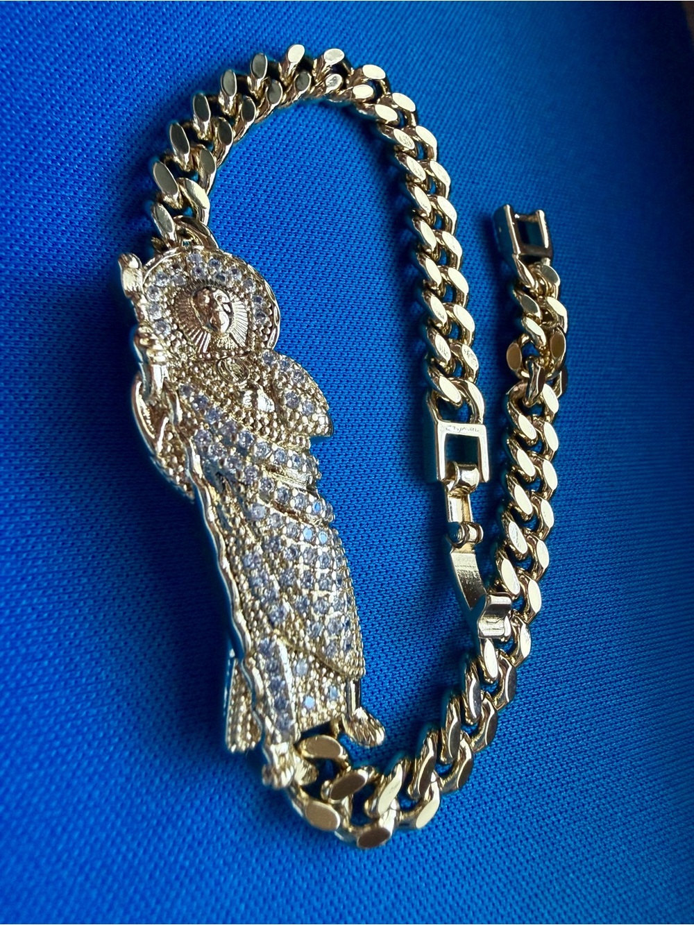 Laminated Gold Cuban Saint Judas Link Bracelet - men’s Jewelry